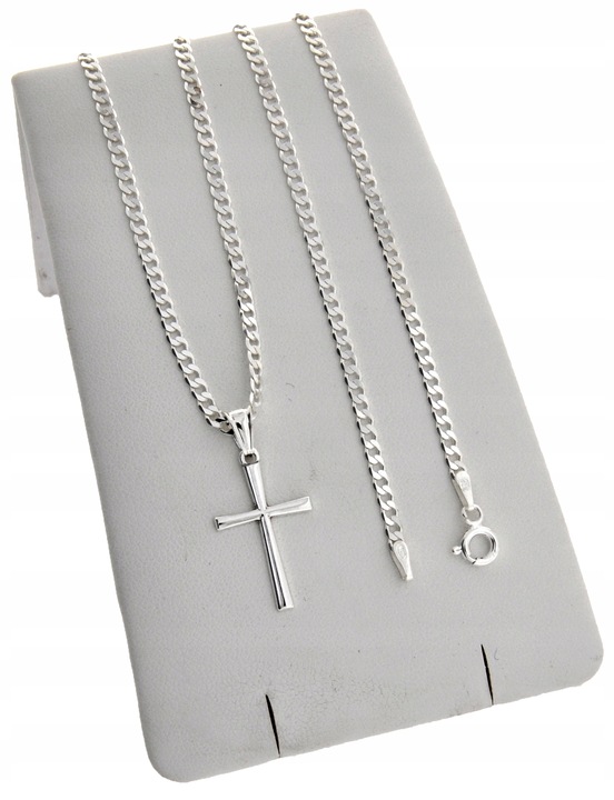 SREBRNY ŁAŃCUSZEK PANCERKA I KRZYŻYK 020/50CM ZESTAW IDEALNY NA PREZENT