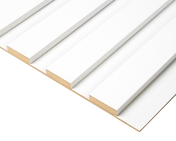 Lamele na białej płycie HDF - zestaw 59,5 cm x 275 cm - Biały 910