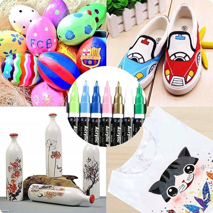 MARKERY AKRYLOWE PISAKI FLAMASTRY DO MALOWANIA KAMIENI UBRAŃ SZKŁA BUTÓW 18