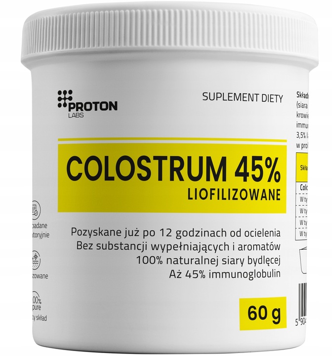 PROTON LABS Colostrum 45% PROSZEK Dla Dzieci i Dorosłych Liofilizowane 60g