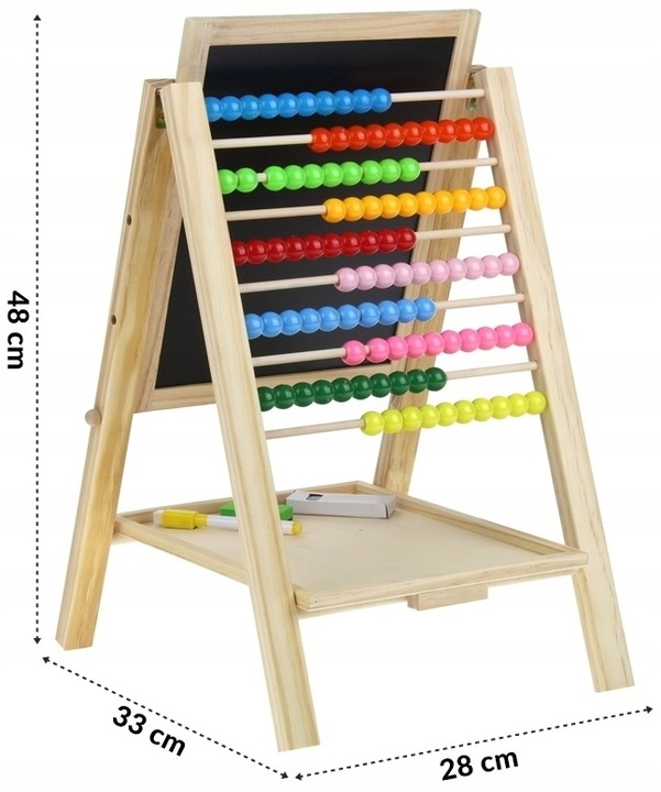 Tablica Drewniana Dwustronna Magnetyczna Kredowa Liczydło + Akcesoria