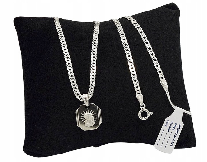 Łańcuszek Srebrny Rombo 3,00 mm z Medalikiem pr 925 Grawer Gratis