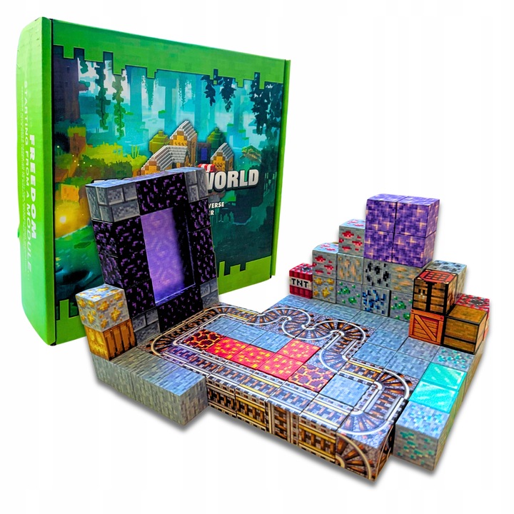 KLOCKI MAGNETYCZNE SZEŚCIANY ZESTAW 100 KLOCKÓW + 1 LUDZIK BLOKI PIKSELE