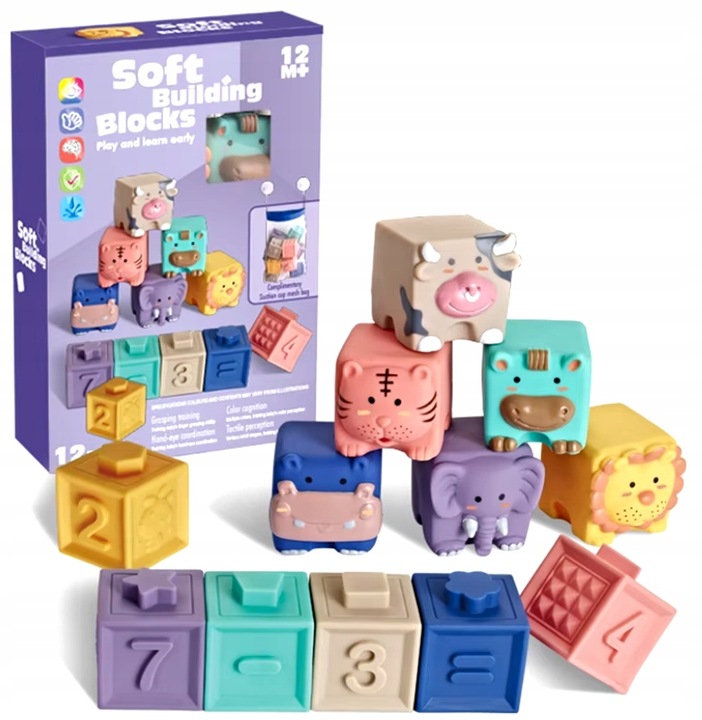 Miękkie kreatywne klocki sensoryczne dla niemowląt dzieci funkcja gryzaka
