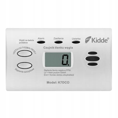 Czujnik czadu Tlenku węgla Detektor CO Bezprzewodowy Kidde K7DCO 10 lat LCD