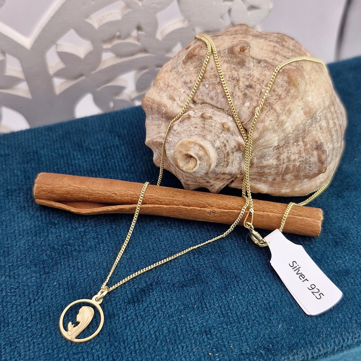 NASZYJNIK SREBRNY ZŁOCONY MEDALIK MATKA BOSKA FATIMSKA SREBRO 925