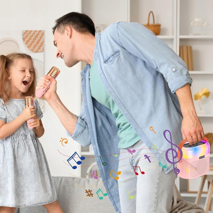 PRZENOŚNY BEZPRZEWODOWY ZESTAW KARAOKE GŁOŚNIK BLUETOOTH 2X MIKROFON RGB