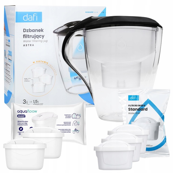 Dzbanek filtrujący Dafi Astra 3l + 3x Filtr Dafi + 2x filtr zamiennik