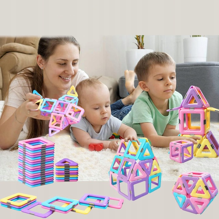 MAGNETYCZNE KLOCKI KONSTRUKCYJNE, 40 KLOCKÓW MAGNETYCZNYCH DLA DZIECI