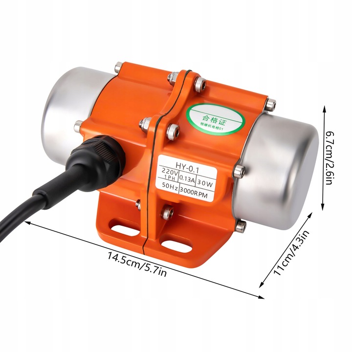 SILNIK WIBRACYJNY 3000 OBR/MIN Z REGULATOREM PRĘDKOŚCI, ELEKTRYCZNY SILNIK