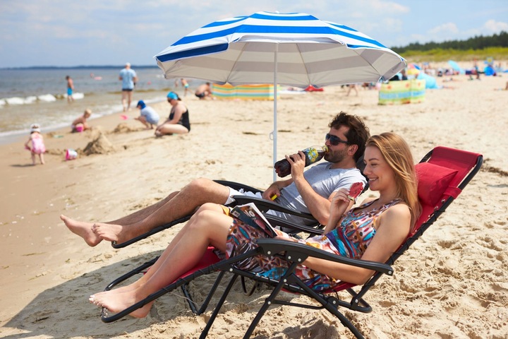 Parasol Plażowy Ogrodowy Łamany Filtr UV 50 + Pokrowiec Captain Mike