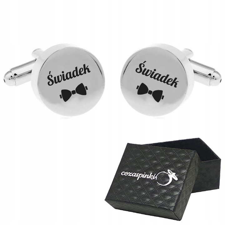 Spinki do mankietów koszuli okrągłe ŚWIADEK ślub