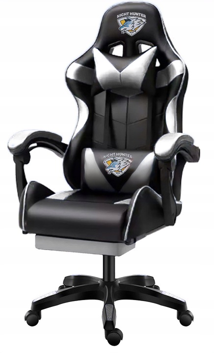 FOTEL gamingowy z MASAŻEM pleców KOMPUTEROWY OBROTOWY dla gracza +podnóżek!