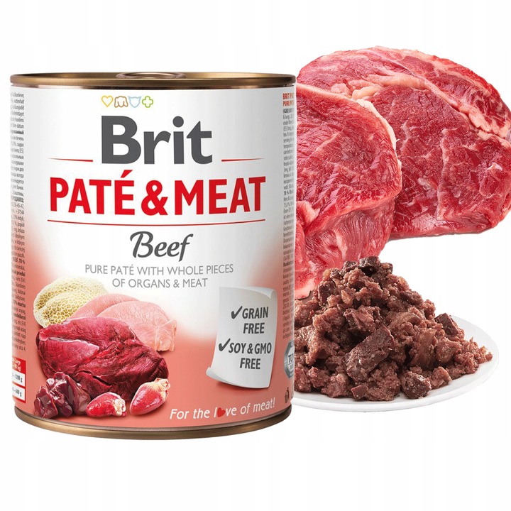 BRIT PATE & MEAT Karma mokra dla psa MIX Smaków 12 x 800g bezzbożowa ADULT