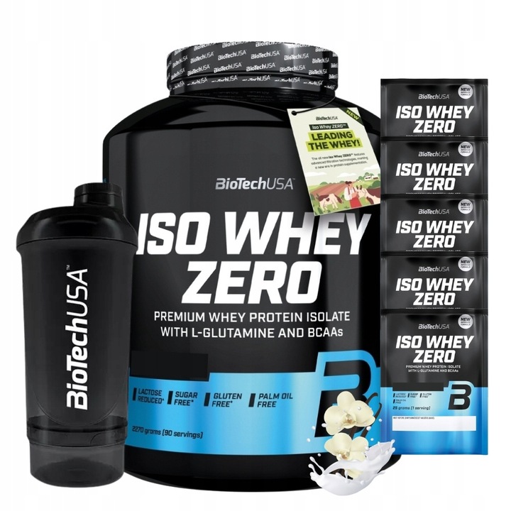 BIOTECH ISO WHEY ZERO 2270 g BIAŁKO + GRATIS 5x ISO WHEY ZERO 25g + SHAKER