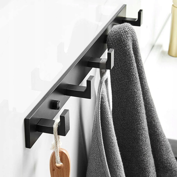 WIESZAK ŁAZIENKOWY HACZYK ŚCIENNY NA RĘCZNIKI CZARNY LOFT PRZYKRĘCANY KOŁKI