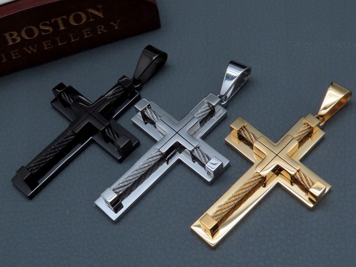 DUŻY KRZYŻ KRZYŻYK ZAWIESZKA NA ŁAŃCUSZEK STAL 316