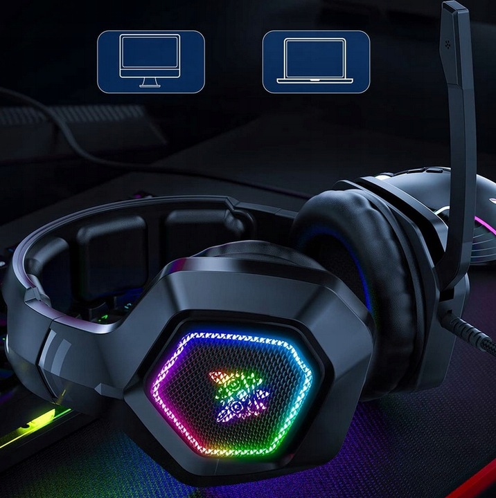 ONIKUMA K10 SŁUCHAWKI GAMINGOWE NAUSZNE PRZEWODOWE Z MIKROFONEM LED RGB