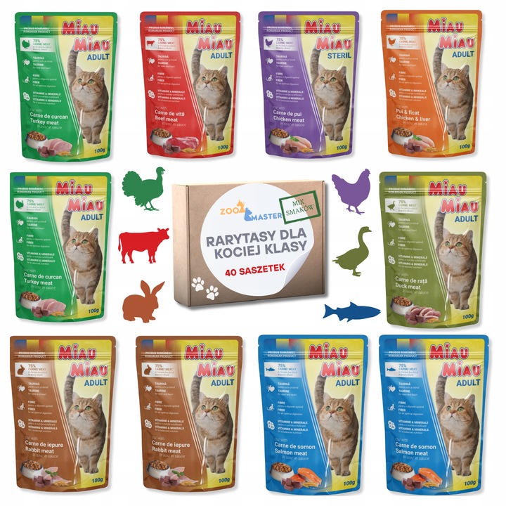 Karma mokra dla kota Saszetka Mix Smaków RARYTASY DLA KOCIEJ KLASY 40 szt
