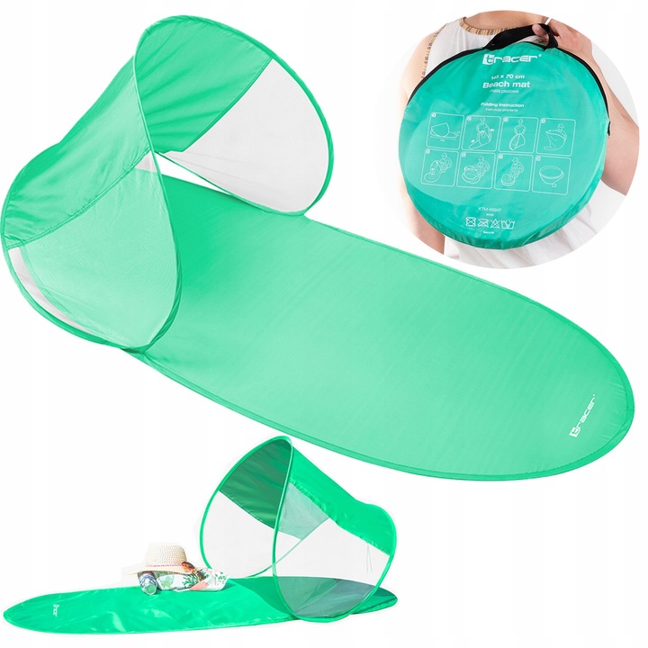 MATA PLAŻOWA Z DASZKIEM SKŁADANA 145 X 70 CM BIWAK