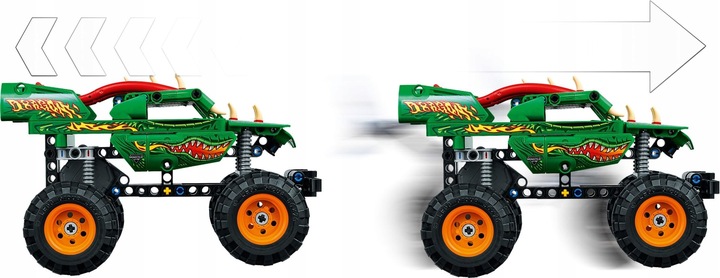 LEGO TECHNIC Monster Jam Dragon 2w1 klocki 42149 krokodyli pojazd zestaw 7+