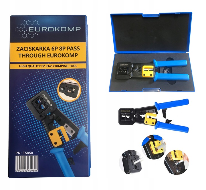 Zaciskarka 6P 8P wtyków przelotowych RJ45 PRASKA