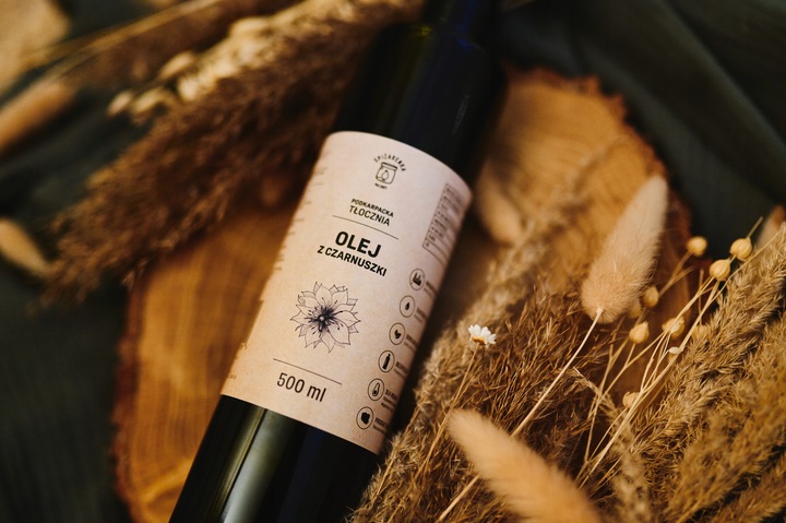 OLEJ Z CZARNUSZKI 500ml 10,62! mg/g TYMOCHINONU zimnotłoczony NIERAFINOWANY