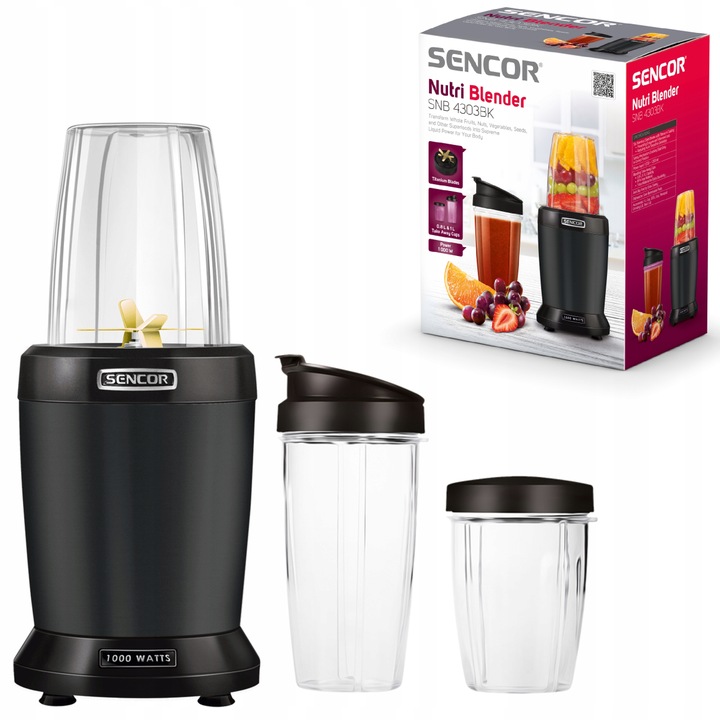 Nutri Blender Tritan Sencor SNB4303BK 6 NOŻY 1000W
