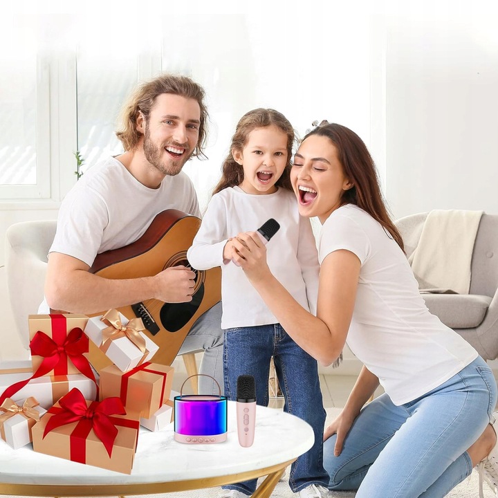 ZESTAW KARAOKE GŁOŚNIK BLUETOOTH 2 MIKROFONY USB MINI JACK NA IMPREZY