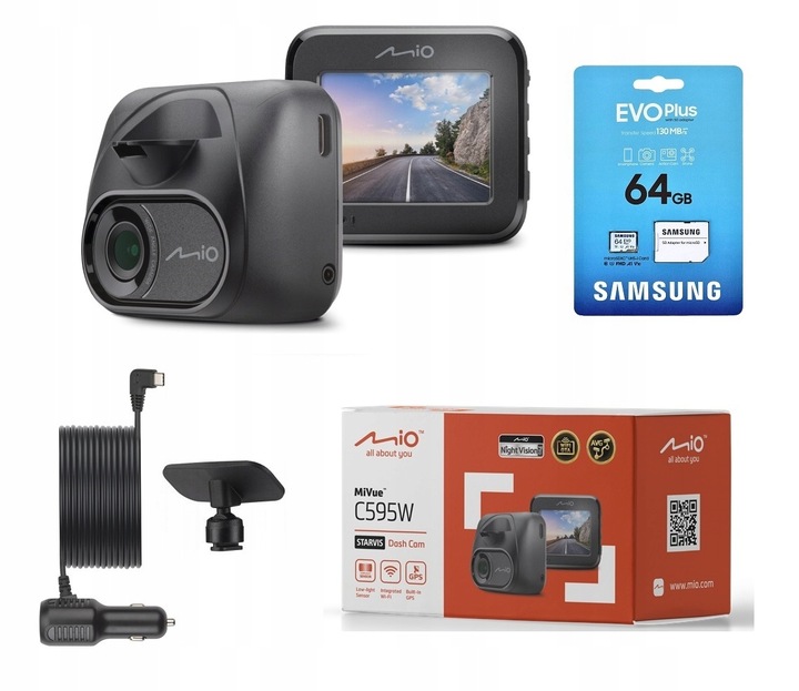 WIDEOREJESTRATOR MIO MIVUE C595W KAMERA SAMOCHODOWA HDR Wifi GPS + 64GB