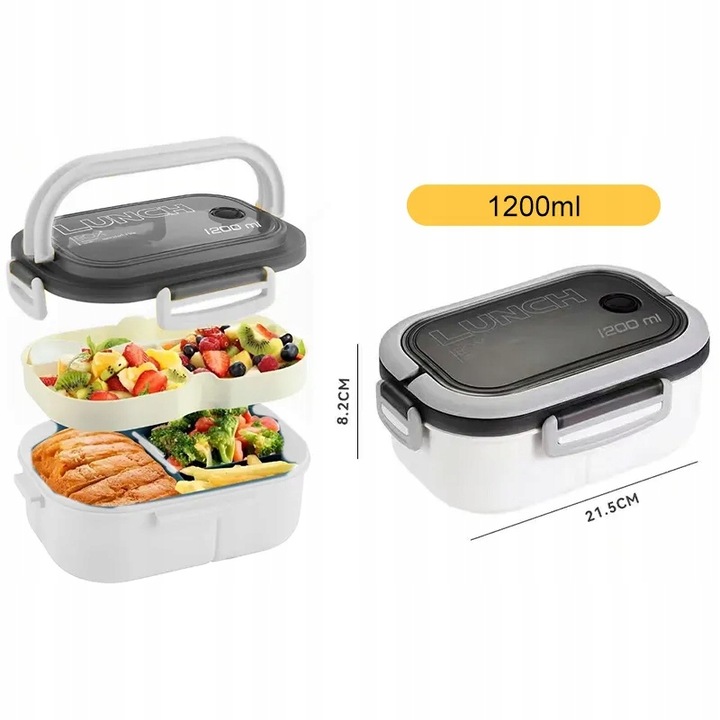 LUNCHBOX LUNCH BOX ŚNIADANIÓWKA POJEMNIK PUDEŁKO BOX Z PRZEGRÓDKAMI 1200ML