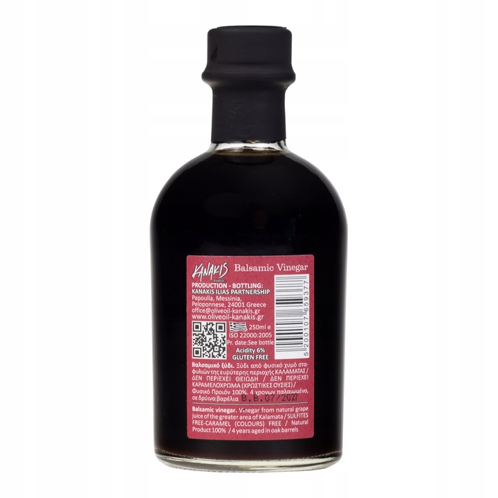 Ocet Balsamiczny 100% naturalny skład aceto balsamico Kalamata grecki ocet