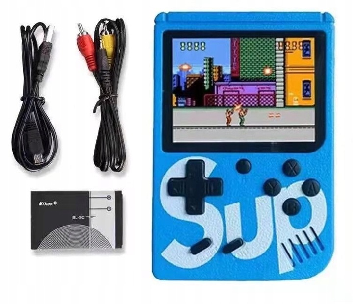 Mini konsola przenośna SUP 400 gier – niebieska (dla jednego gracza)