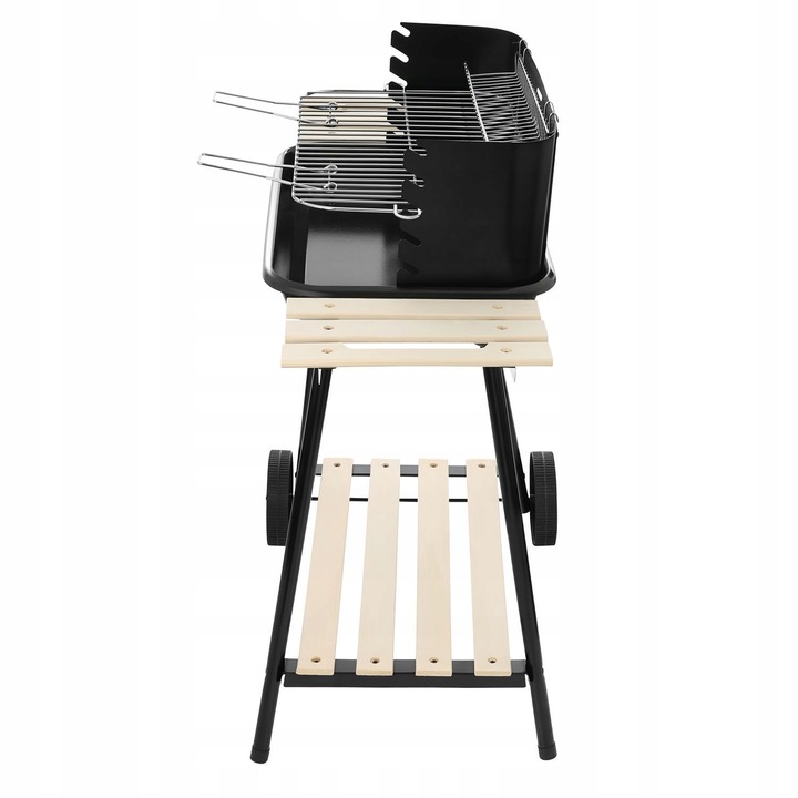 Grill węglowy ogrodowy na kółkach z 3 półkami