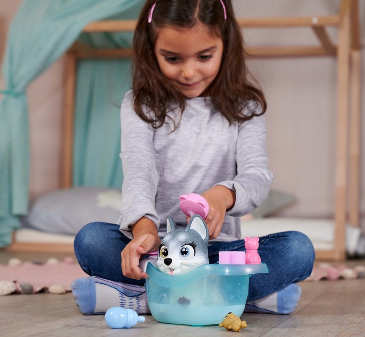 PAMPER PETZ INTERAKTYWNY PIESEK HUSKY PIJE SIKA ZESTAW Z WANNĄ I PRYSZNICEM