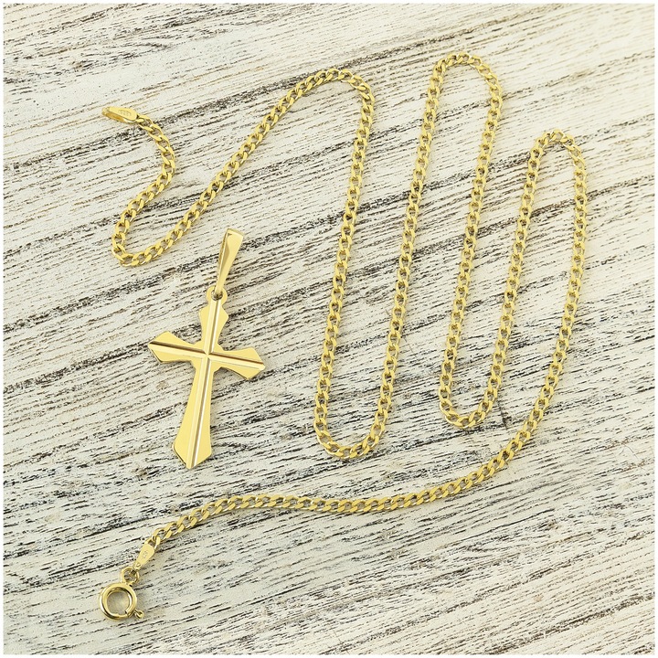 ZŁOTY ŁAŃCUSZEK KOMUNIJNY PR. 925 585 WISIOREK KRZYŻYK DLA CHŁOPCA + GRAWER