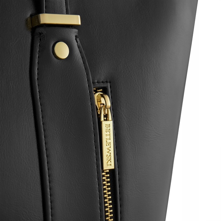 BETLEWSKI duża torebka Damska do ręki i ramię czarna pojemna suwak a4