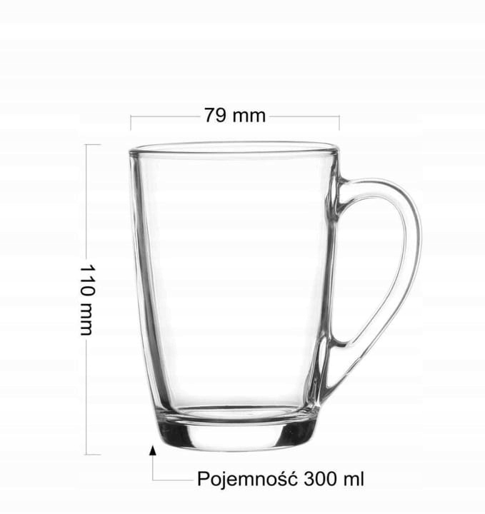6x szklanki kubki z uchem do kawy latte herbaty Ala 300ml