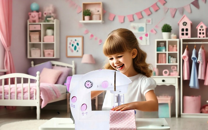 PRAWDZIWA MASZYNA DO SZYCIA DLA DZIECI + IGŁA NICI OSŁONA NA DZIEŃ DZIECKA