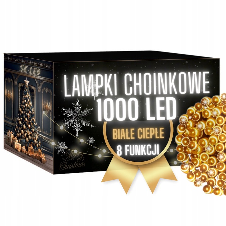Lampki choinkowe LED 1000 ciepłe białe 72m IP44 zewnętrzne wewnętrzne