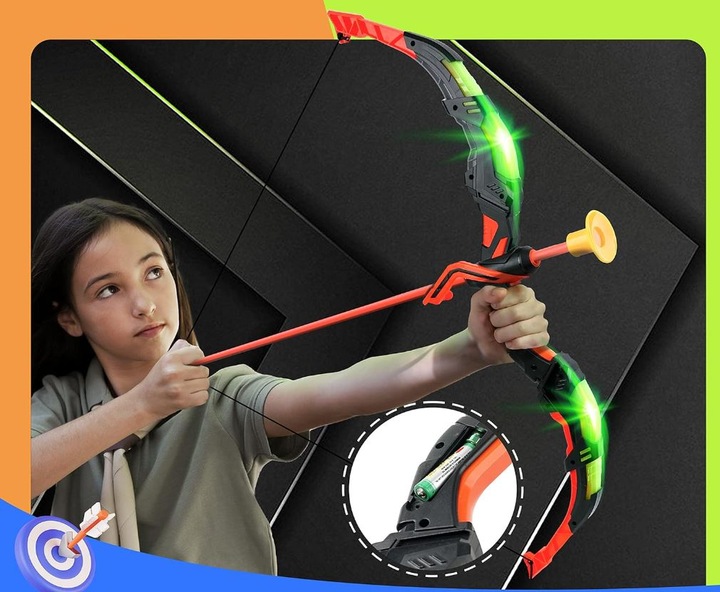 DUŻY ŁUK LED ŚWIECĄCY STRZAŁY TARCZA KOŁCZAN BEZPIECZNY ZESTAW STRZELECKI