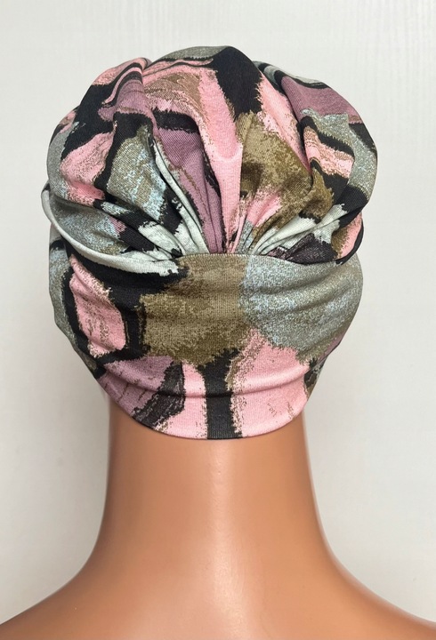 Marszczona czapka na głowę Sara 389 turban z wiskozy także po chemioterapii