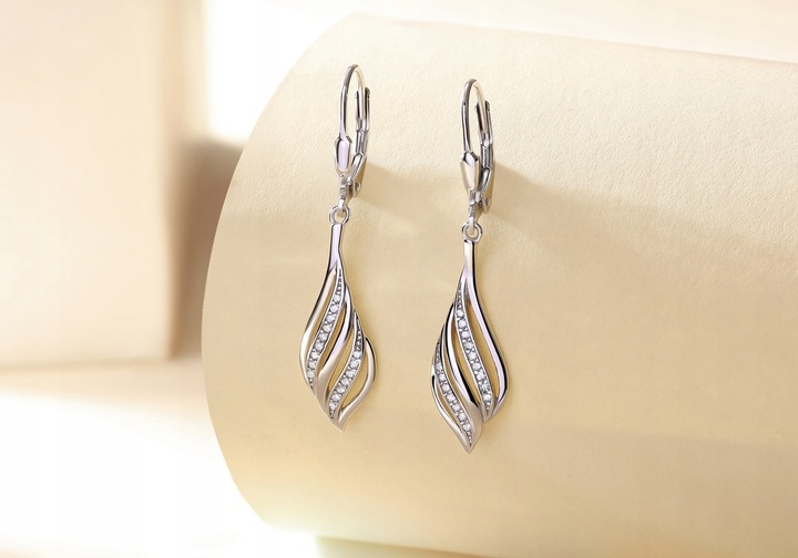 Kolczyki Srebrne wiszące Rodowane SREBRO PRÓBA 925 GRAWER na WALENTYNKI