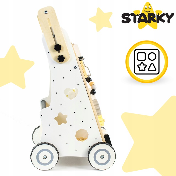 Jeździk pchacz drewniany chodzik dla dziecka dzieci tablica manipulacyjna