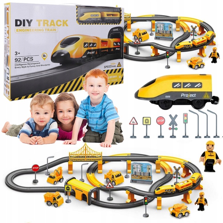 KOLEJKA ELEKTRYCZNA TUNEL MOST LOKOMOTYWA TORY 368