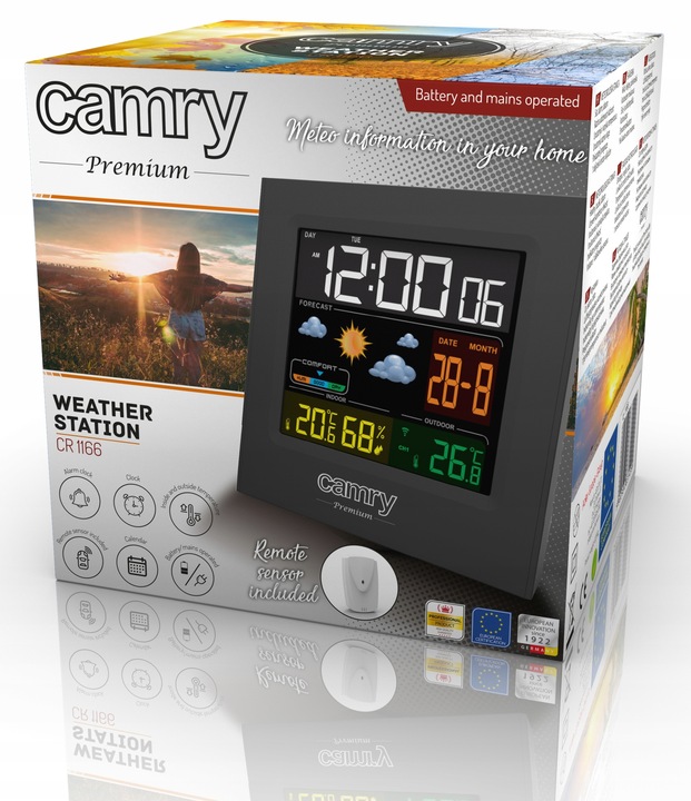 STACJA POGODOWA POGODY BEZPRZEWODOWA TERMOMETR HIGROMET CZUJNIK ZEGAR DATA