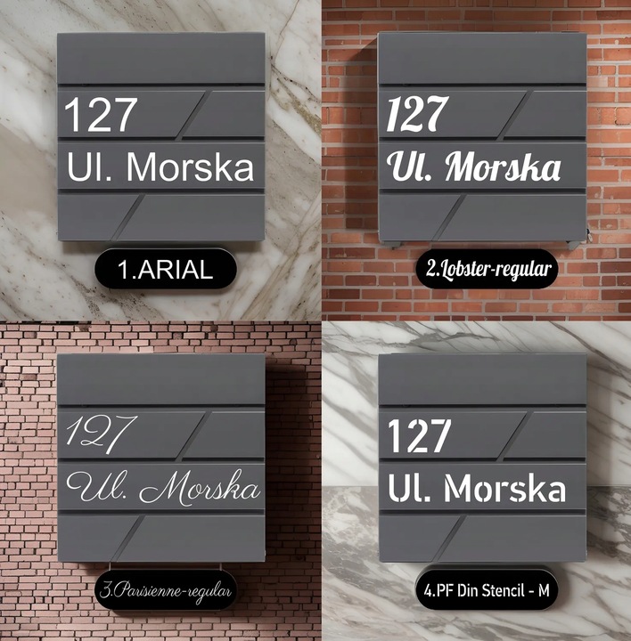 DUŻA SKRZYNKA NA LISTY Z ADRESEM NUMEREM DOMU |4 CZCIONKI| ANTRACYT RAL7016