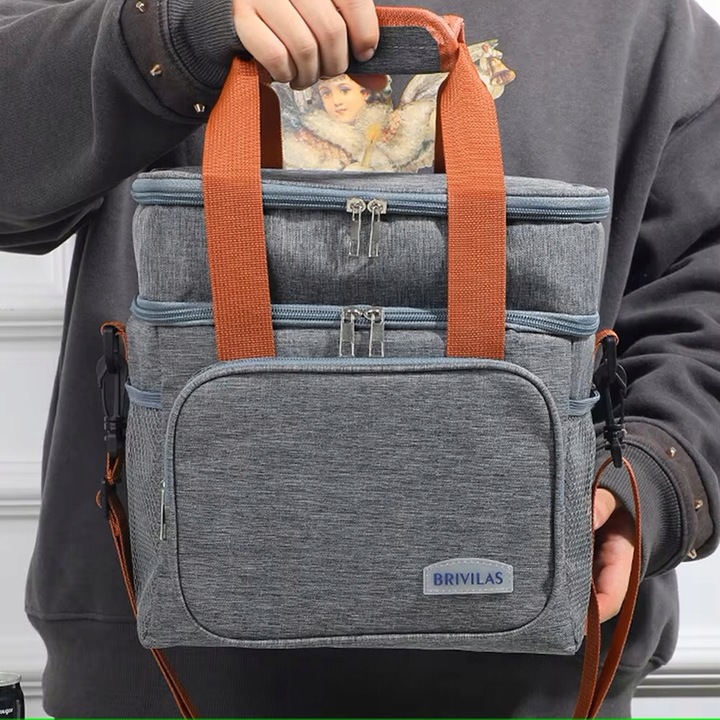 KOSZ PIKNIKOWY TORBA TERMICZNA PLAŻOWA NA ZAKUPY PIKNIK DUŻA 2 komory