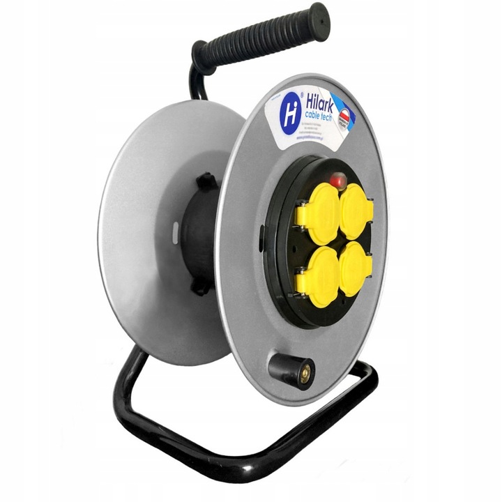 Pusty metalowy bęben na przedłużacz 4 gniazda IP44 do 50m