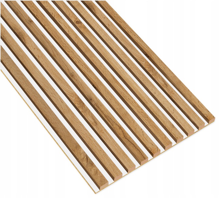 Lamele ścienne na BIAŁEJ PŁYCIE 55 x 275 dąb naturalny, wotan różne kolory